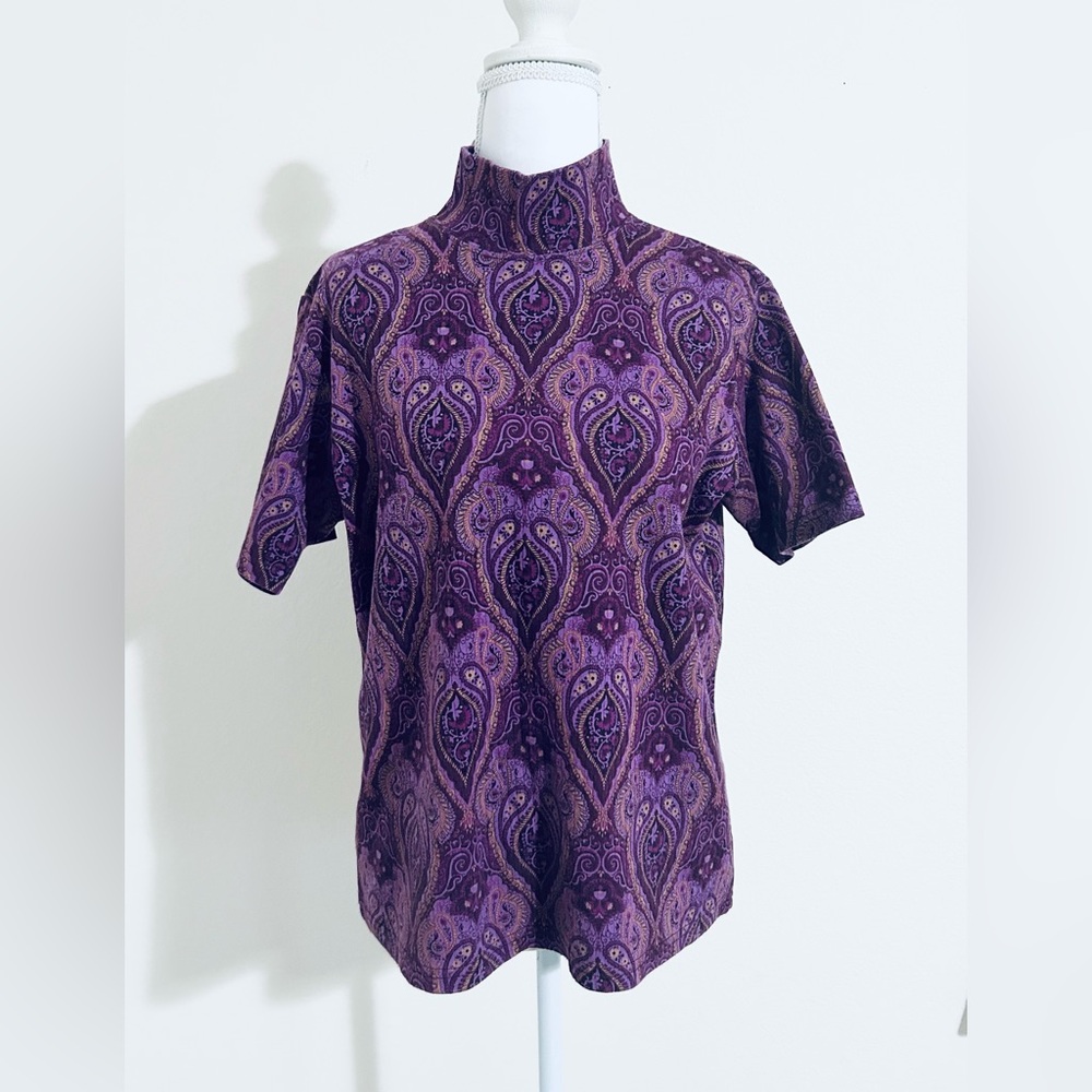 Bobbie Brooks Purple Paisley Short Sleeve Shirt